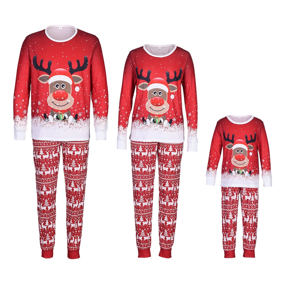 USStock Christmas Pyjamas Family Matching Xmas Pajamas Nightwear PJs Set LOHILL
