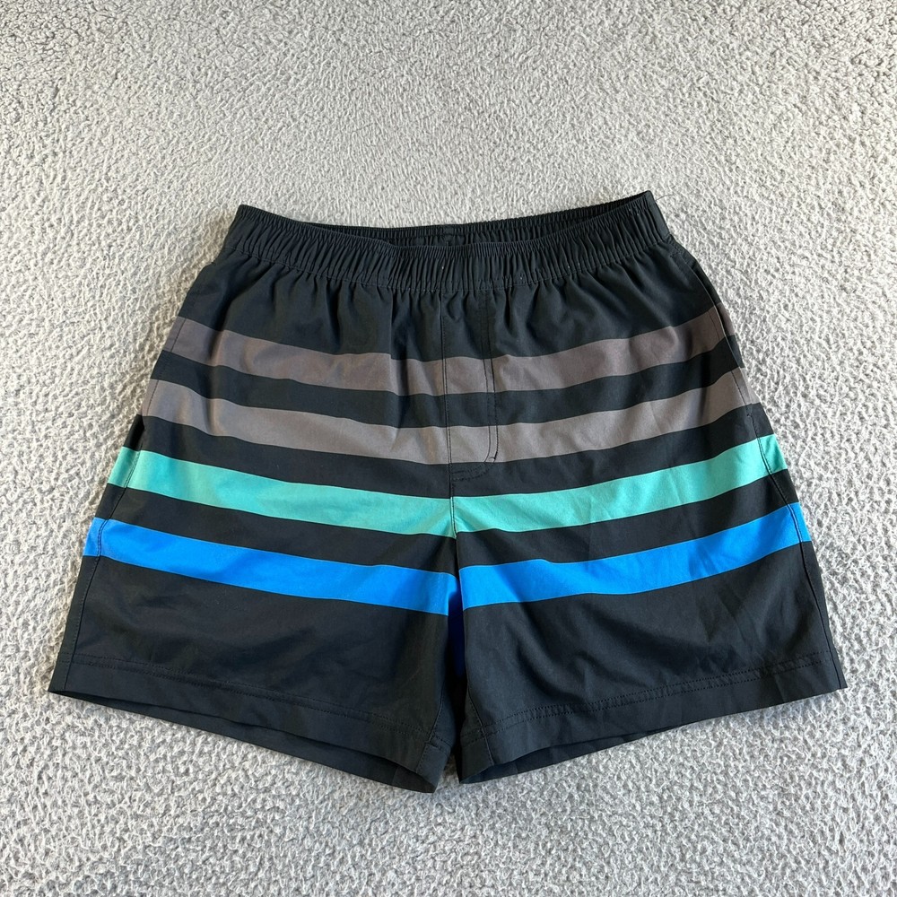 NEW Chubbies Board Shorts Mens Small Black Blue Striped Swim Trunks Lined Beach