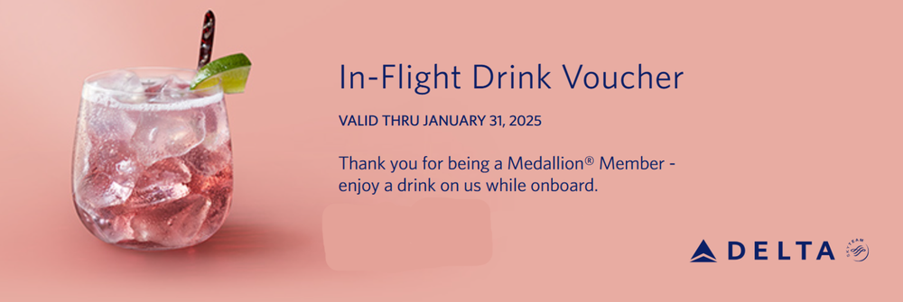 Delta Airlines Drink Vouchers / Coupons - up to $11 Value - Exp 1/31/2025-image