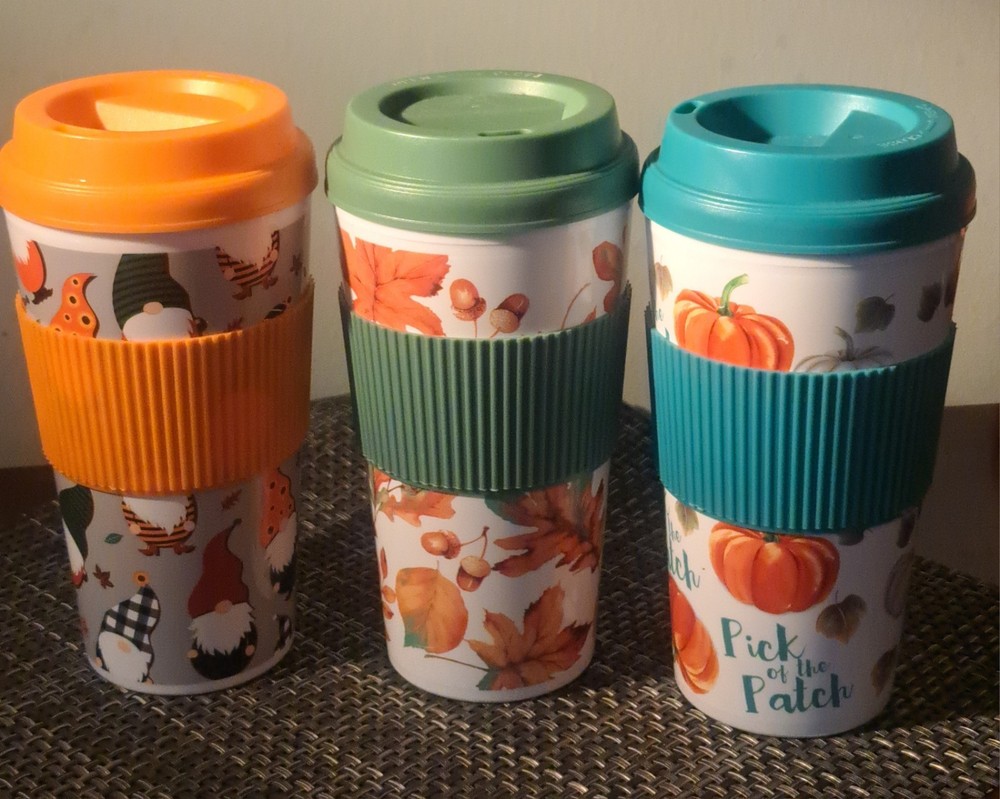 Three Beautiful Fall-themed Travel Tumbler Cups