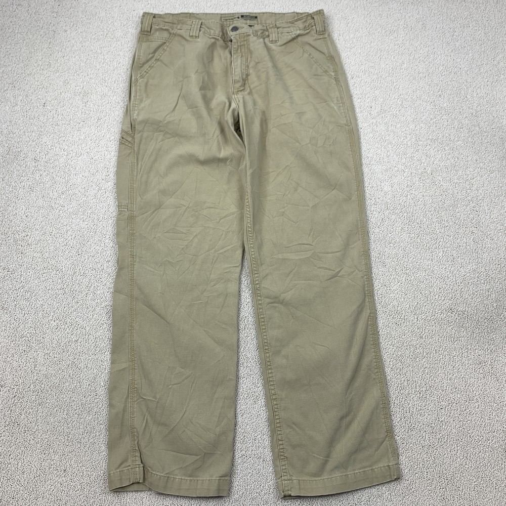 Carhartt Relaxed Fit Pants Men's 36x32 Khaki Cotton Blend Durable Workwear