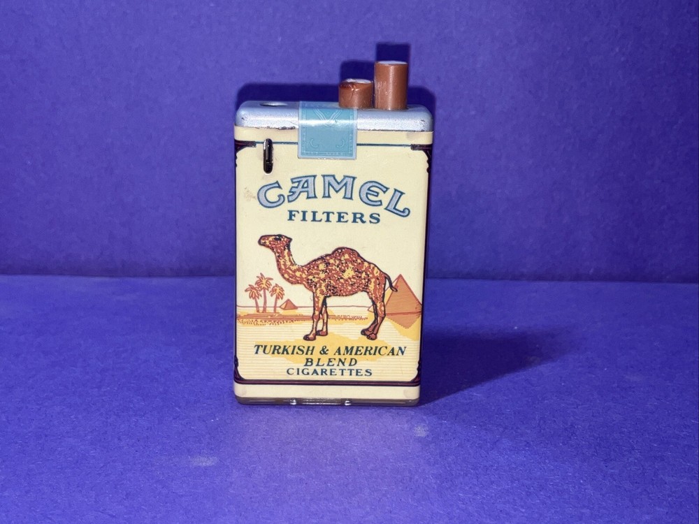 Camel Filters Cigarette Pack Lighter Push Button Advertising Lighter Vintage