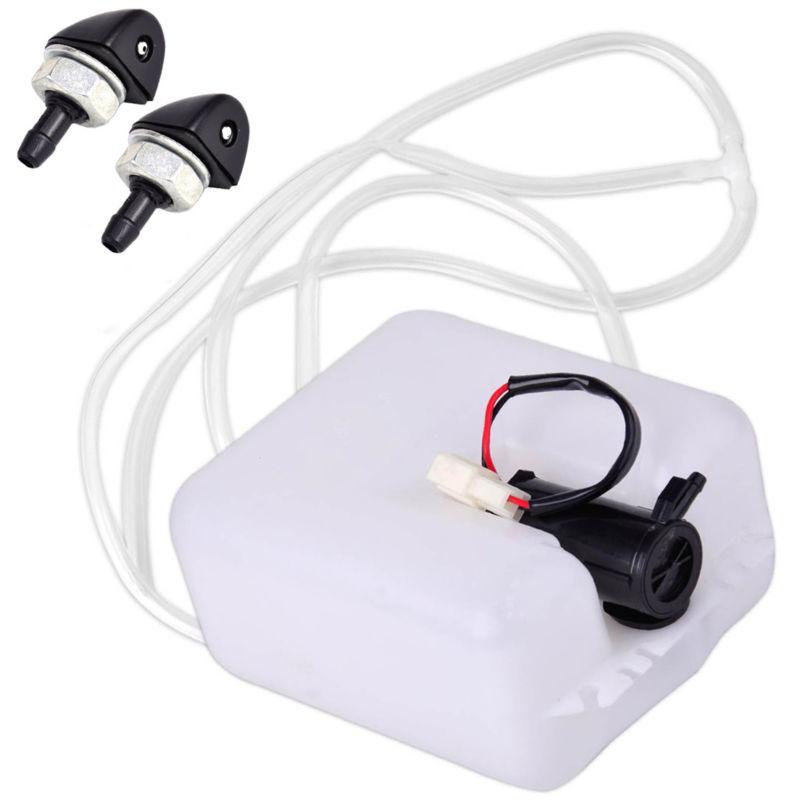 Universal 12V Car Windshield Washer Pump Kit with Reservoir Tank & Jet Nozzle