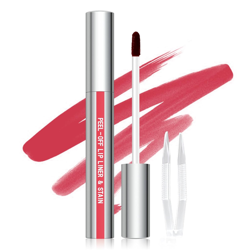 Peel-Off Lip Liner Stain with Tweezer for Long-Lasting Wear