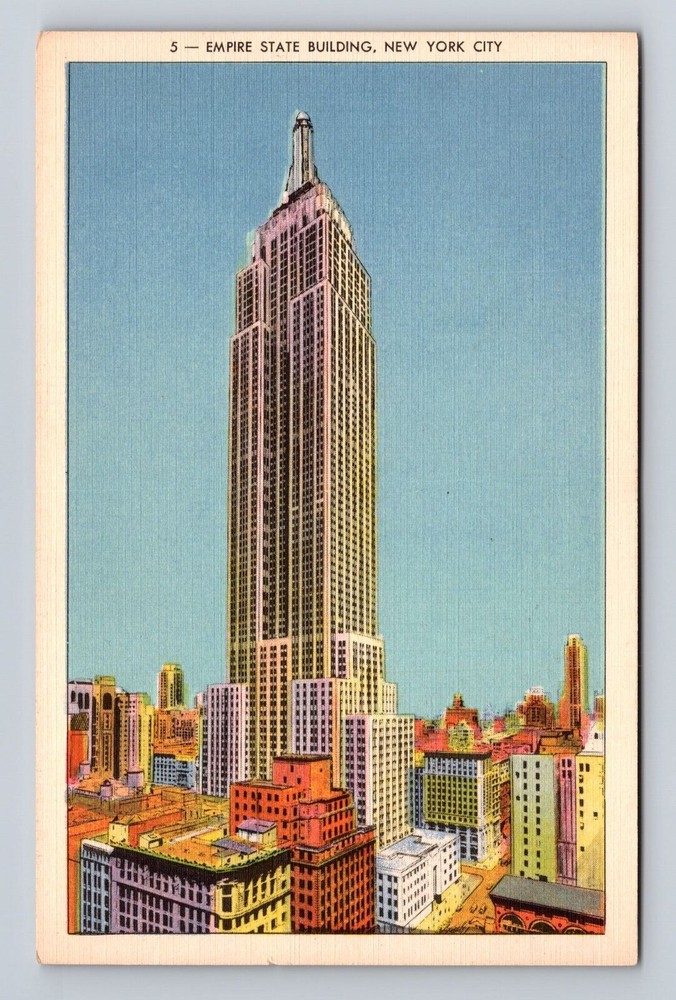 Antique Vintage Empire State Building NYC Souvenir Postcard