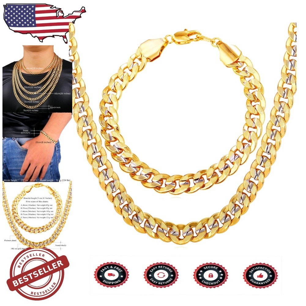 9mm Gold-Plated Miami Cuban Chain Hip Hop Necklace