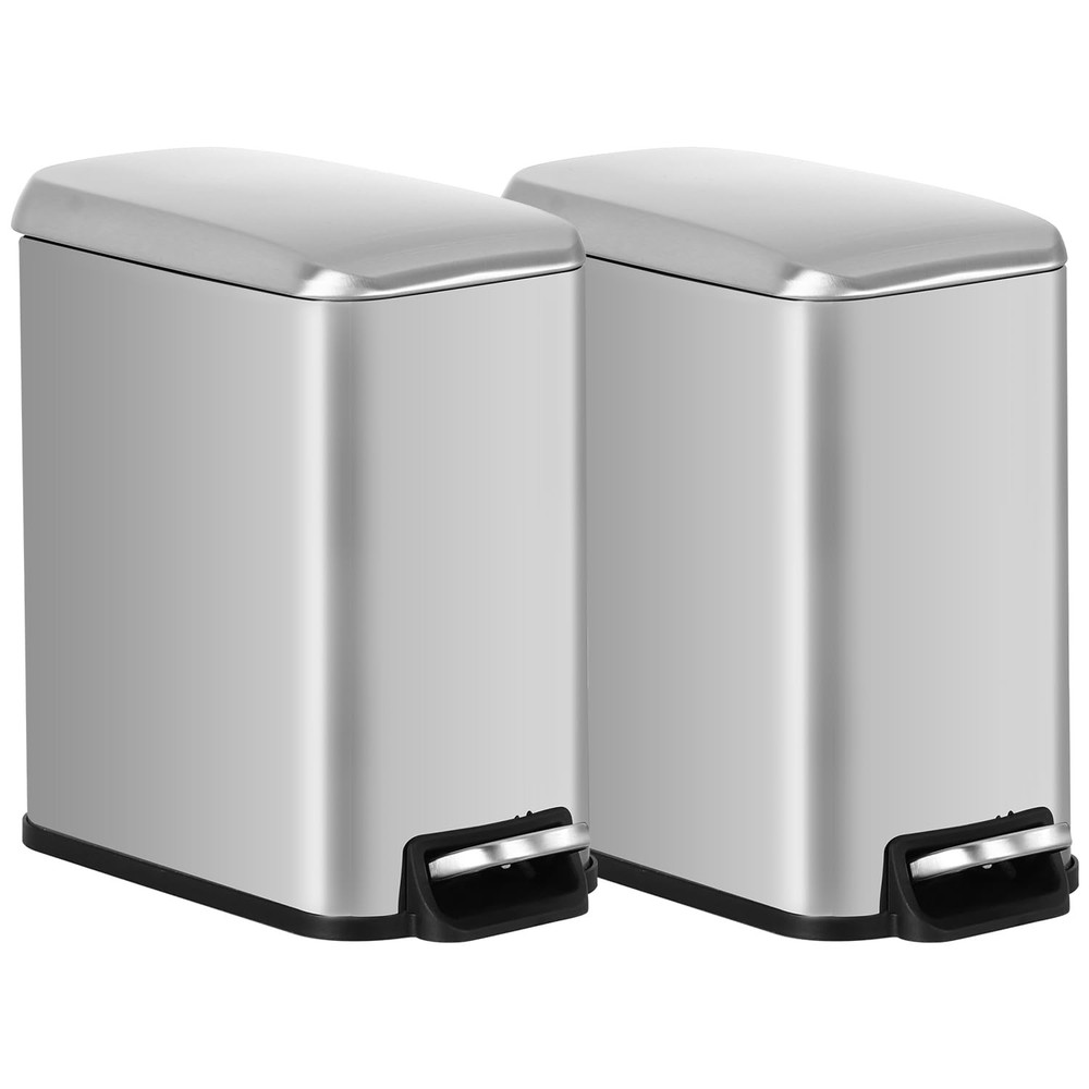 Bathroom Trash Can with a Lid 1.3 Gallon (5 L) Small Trash Bin Step Pedal Gar...