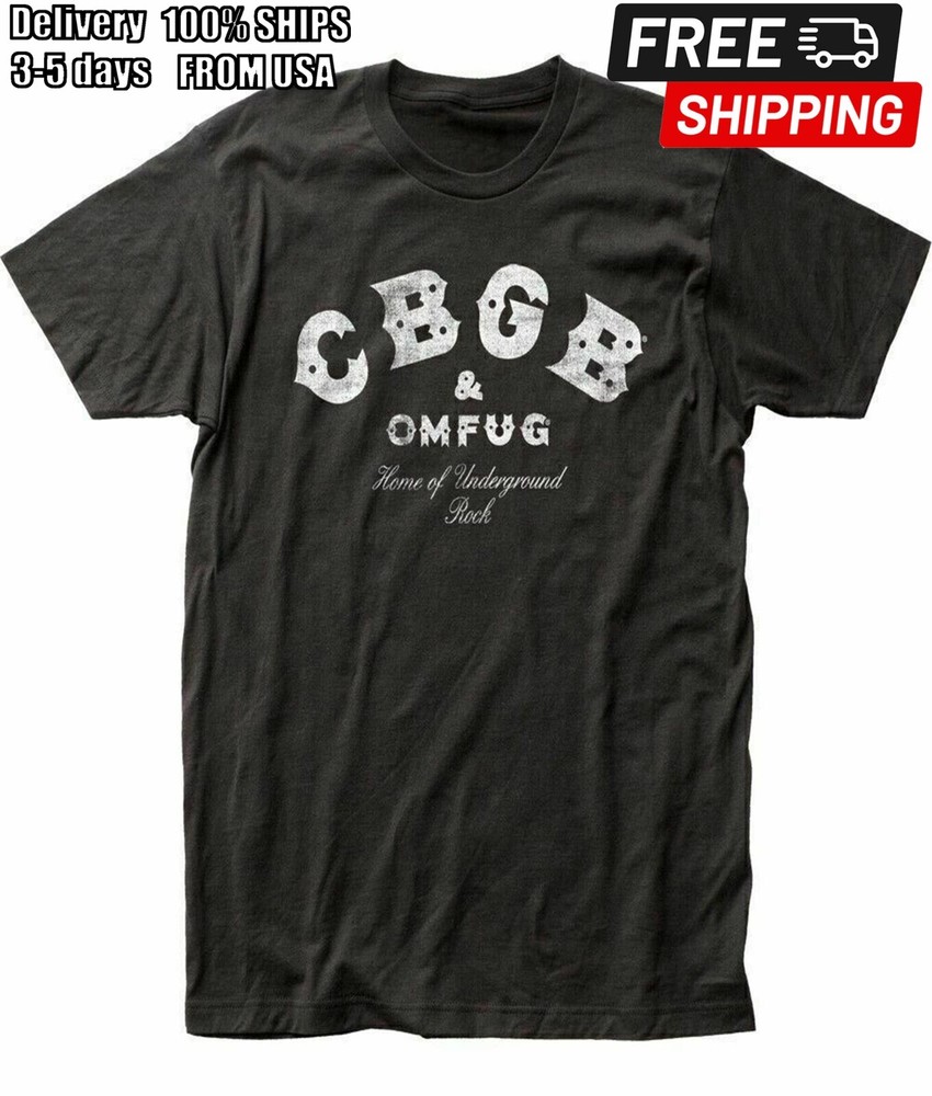 CBGB Distressed Licensed Rock N Roll Music Band T-Shirt for Men in Black
