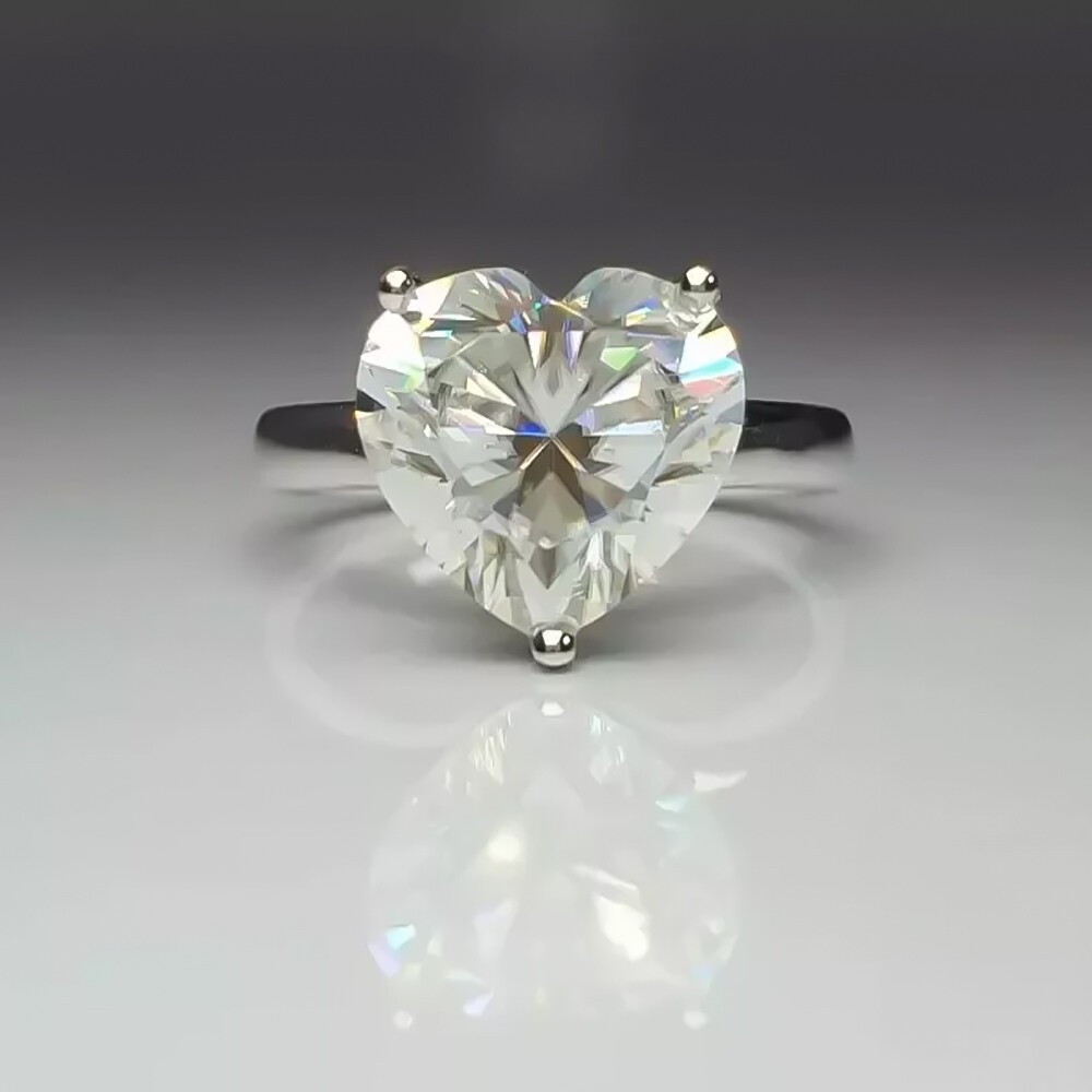 Certified 3.75 Ct Heart Cut White Diamond Solitaire Ring In 925 Sterling Silver