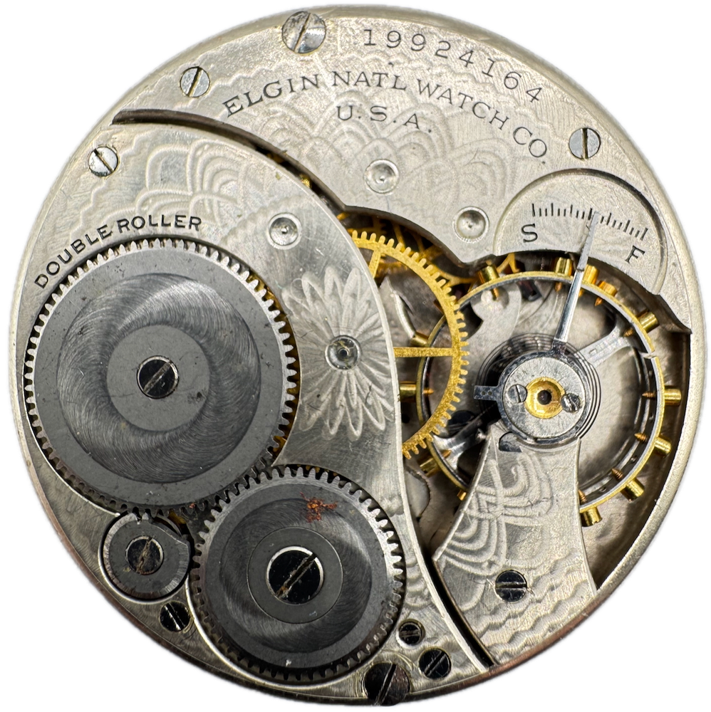 1917 Elgin 7 Jewel 12s Antique Mechanical Pocket Watch Movement 303 USA