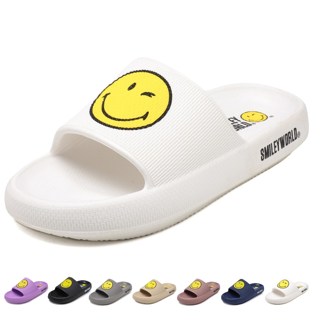 SmileyWorld Cloud Slides for Women and Men Smile Face Pillow Slippers with Ar...