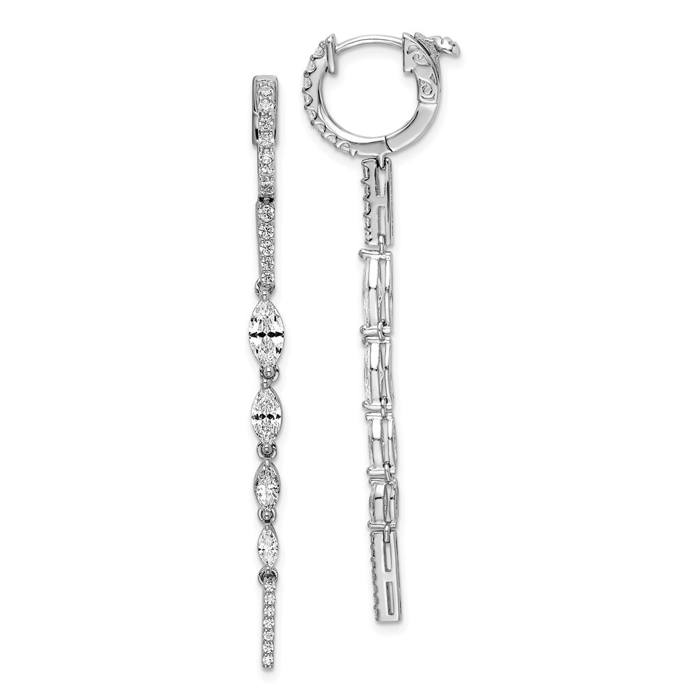 Sterling Silver Cubic Zirconia Fancy Hinged Drop & Dangle Earrings 2.97gm