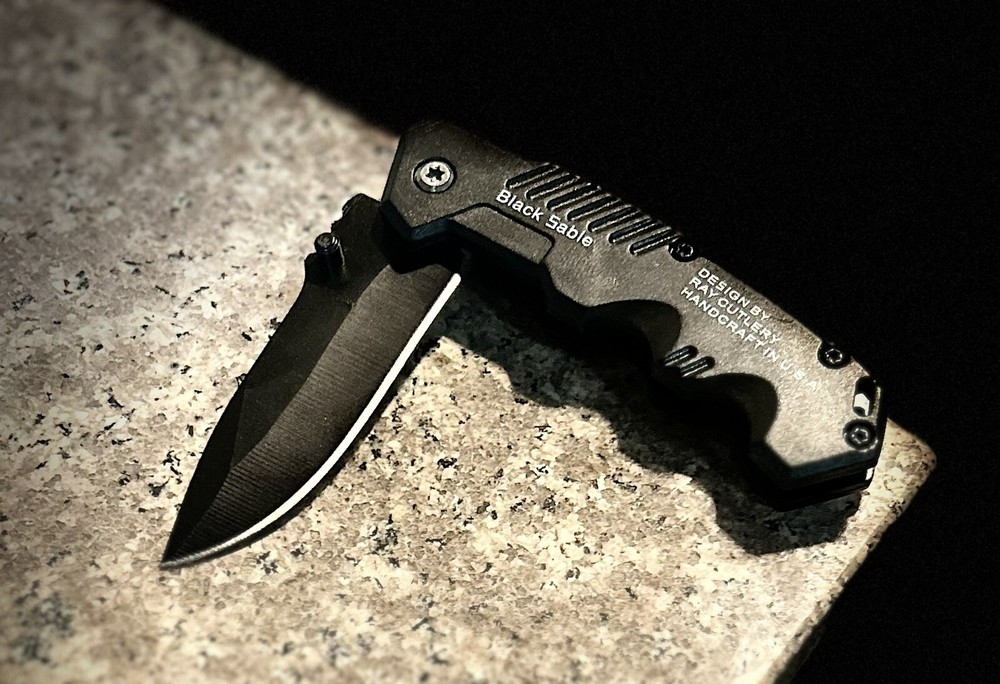 Ray Cutlery USA, Black Sable Doom Blade, EDC Tactical Pocket/Folding Knife