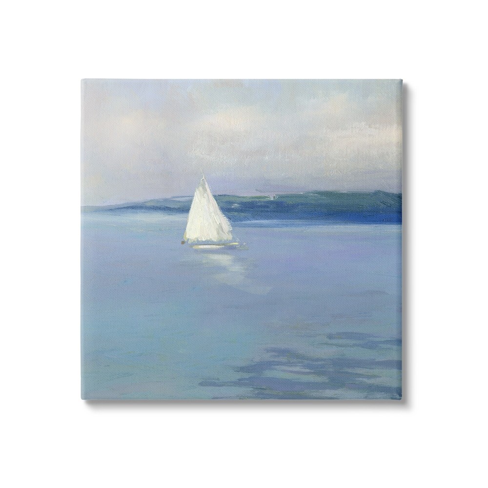 Stupell Serene Sailboat Floating Water Ocean Landscape Painting  Canvas Wall Art