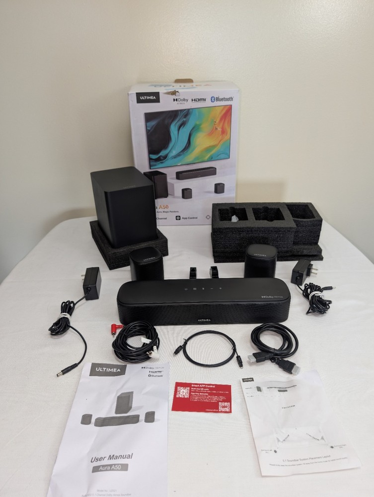 Ultimea Aura A50 Soundbar with Wireless Subwoofer & Satellites Open Box Unused  