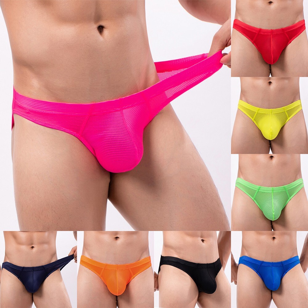 Mens Sexy Mesh Briefs Underwear Thong Breathable Low Rise G-String Underpants