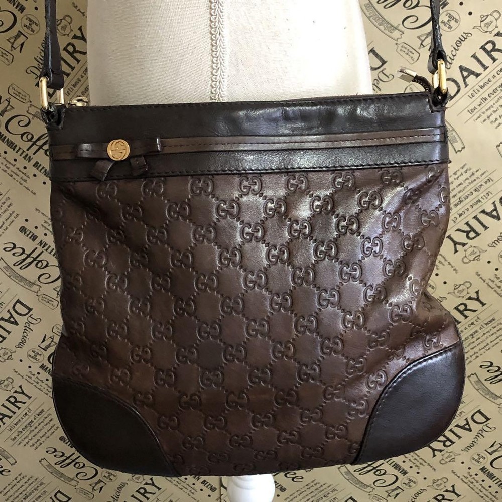 Gucci Mayfair GG Prince Shima Leather Shoulder Bag in Black FS134