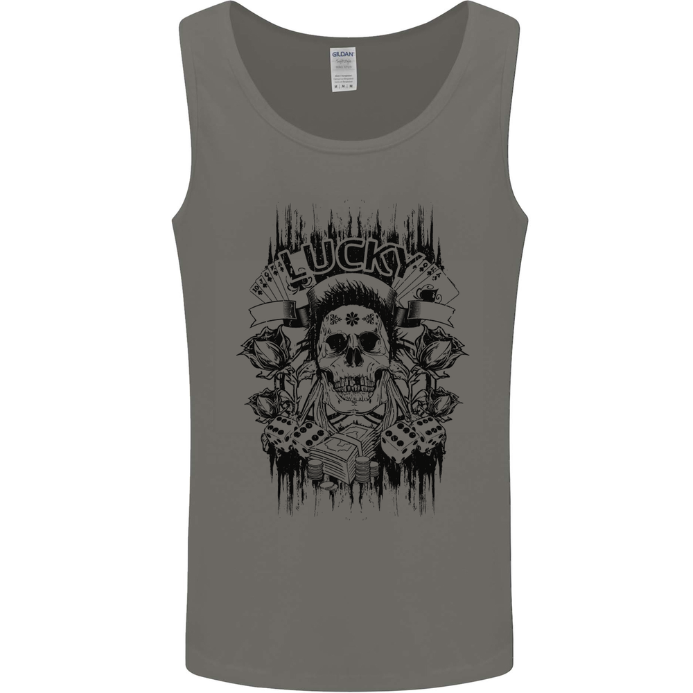 Lucky Dice Skull Motorbike Biker Motorcycle Mens Vest Tank Top