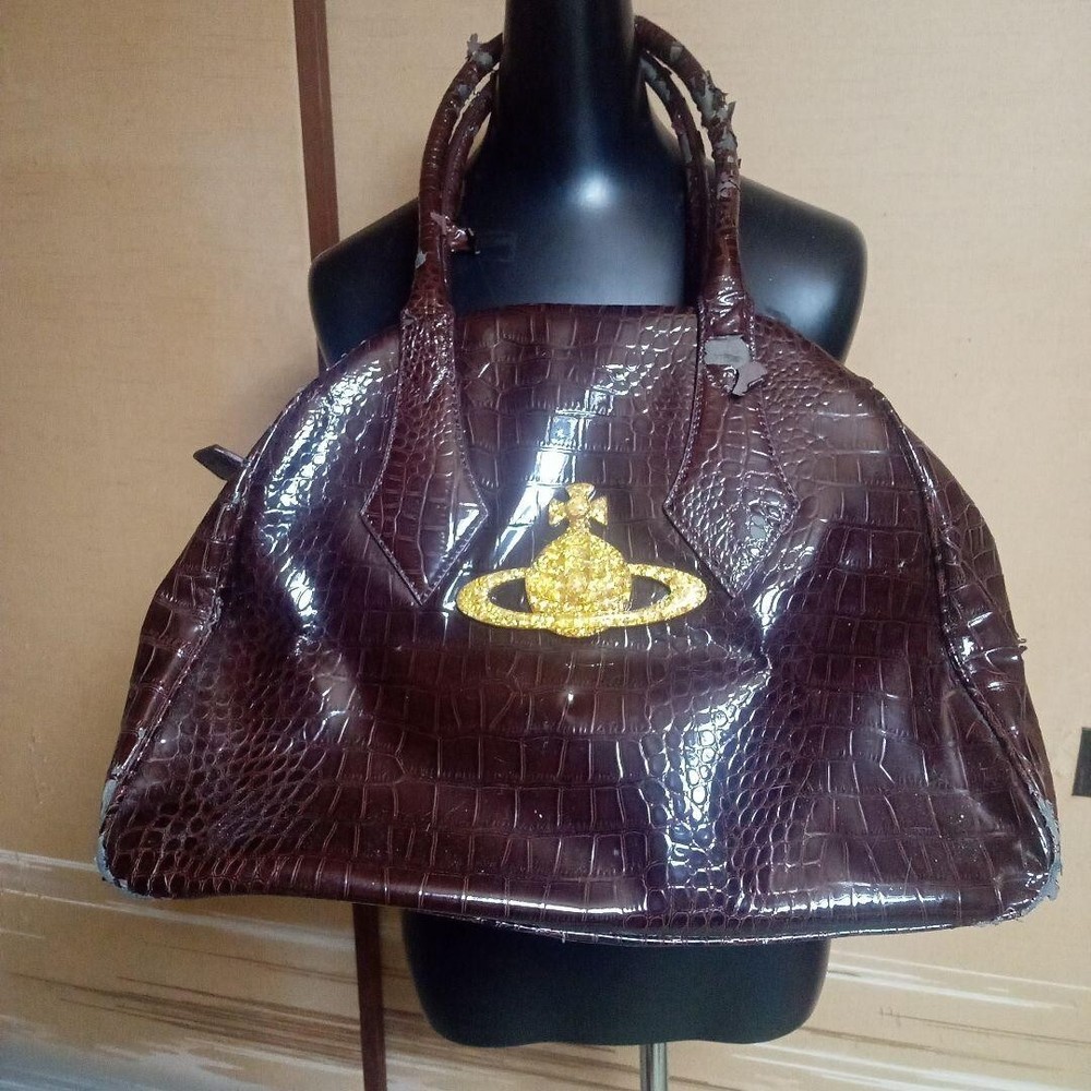 Vivienne Westwood Oversized Croco-style Stamped Yasmin Bag Women USED