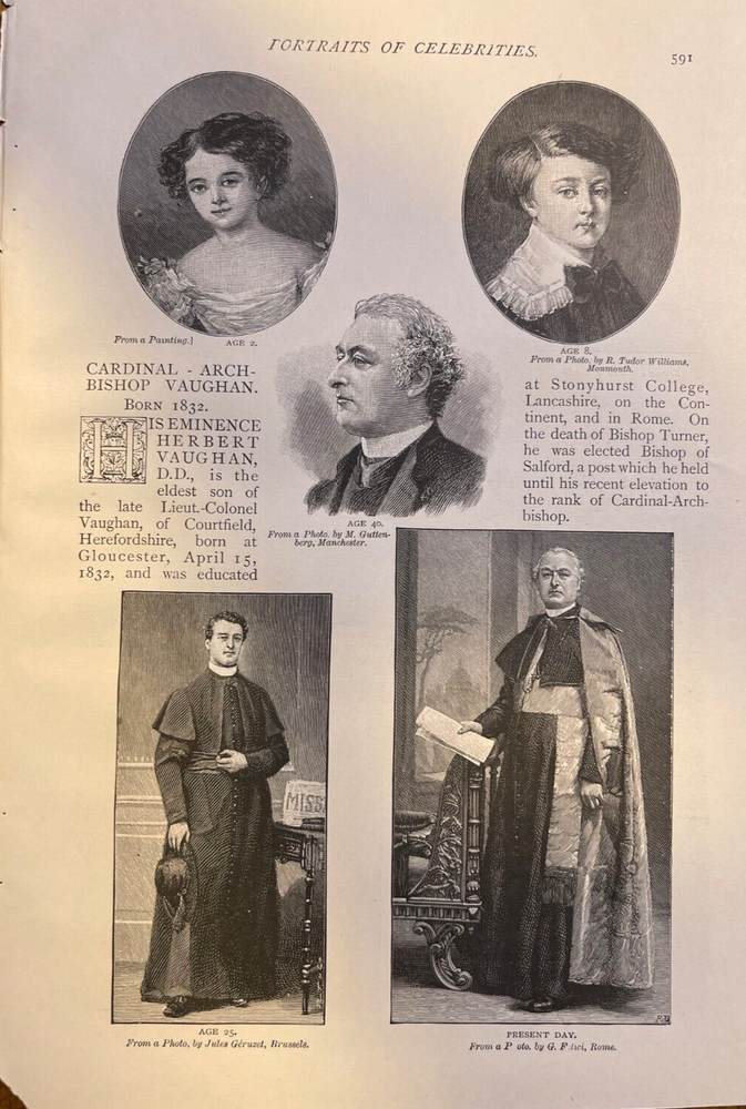 1893 Cardinal Arch Bishop Herbert Vaughan