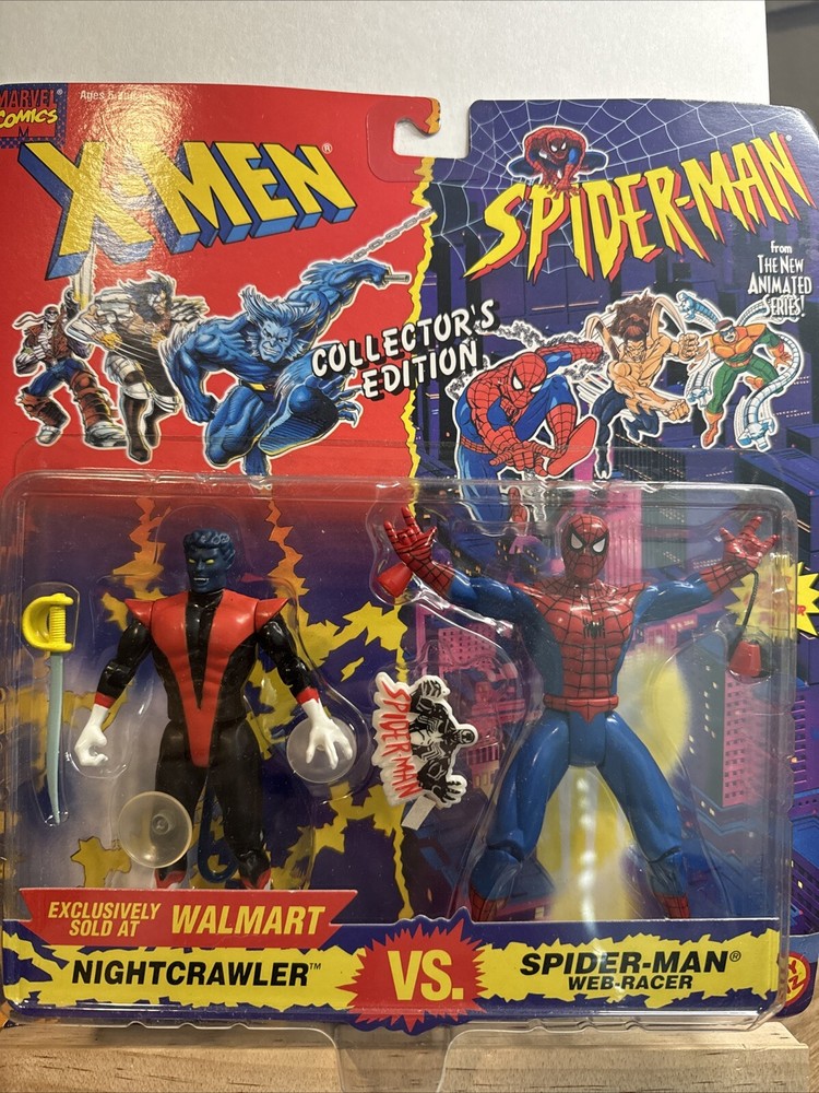 1994 X-Men & Spider-Man Two Pack Nightcrawler & Web Racer Spider-Man Toy Biz NEW