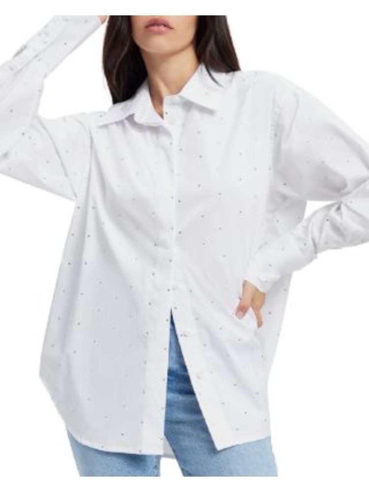 GOOD AMERICAN Womens White Oversized Fit Curved Hems Body Suit Top Plus XXS\XS