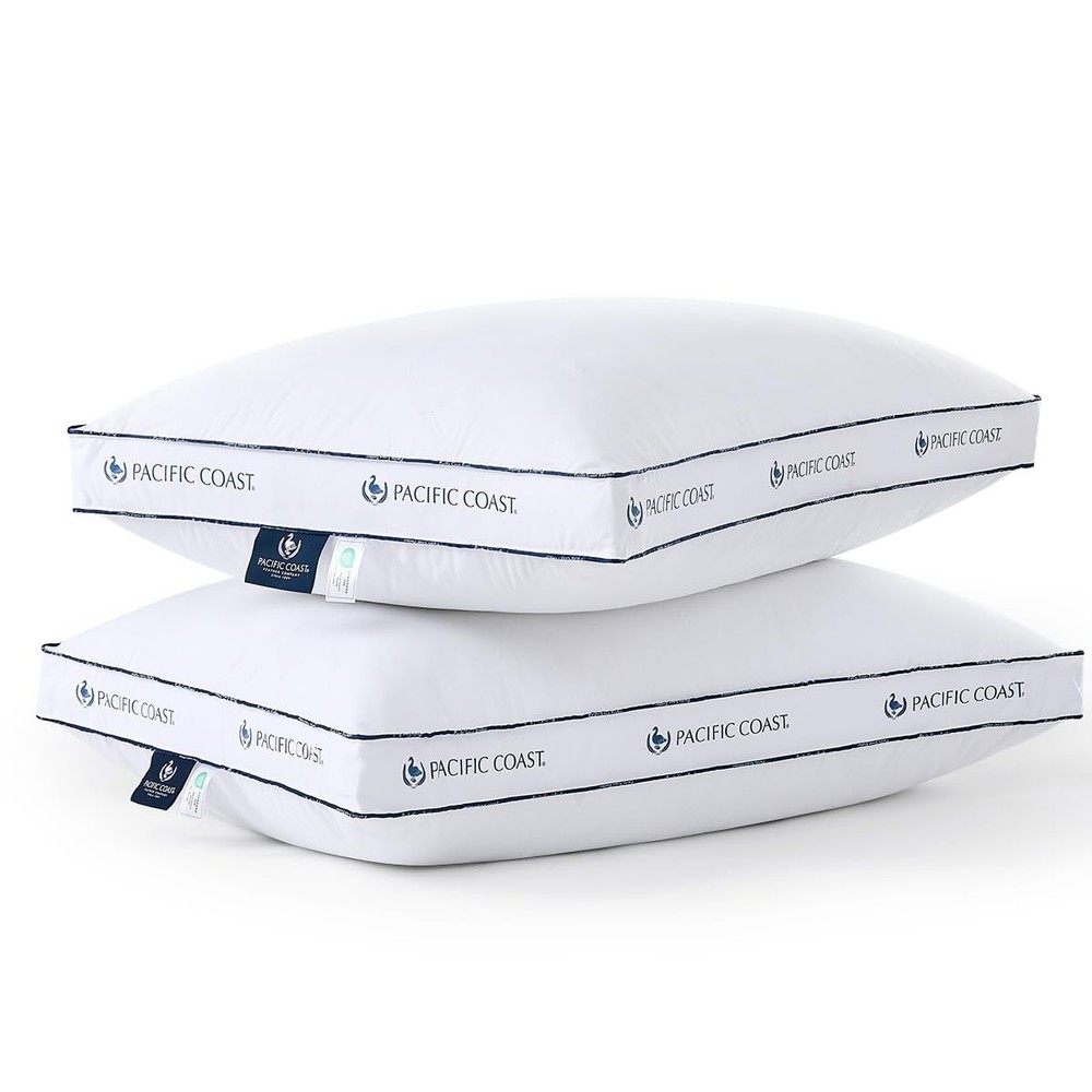 Gusseted Bed Pillows for Side Sleepers and Back Sleepers, Goose Feather and D...