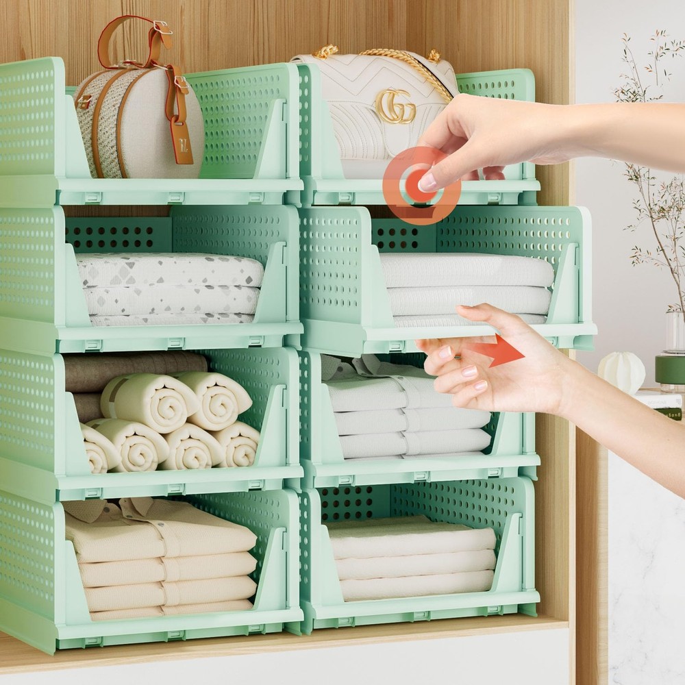 Closet Organizers and Storage, 5 Pack Folding Plastic Drawer Storage for Clot...