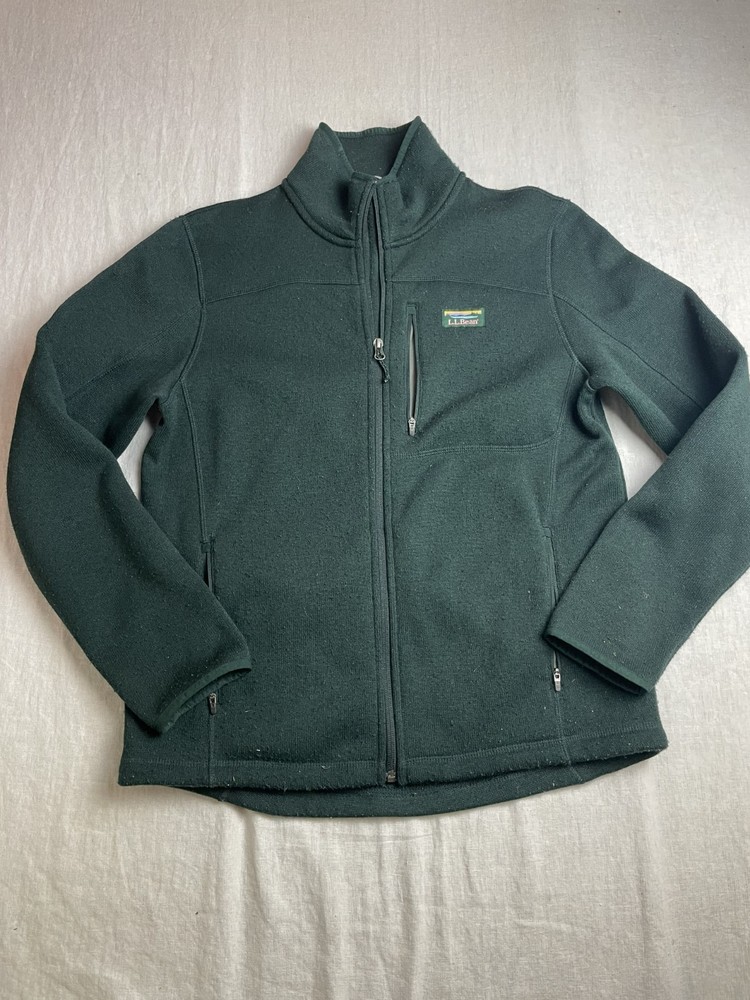 L.L. Bean Sweater Fleece Black Mens M Gorpcore Rugged Outdoorsy Full Zip Jacket