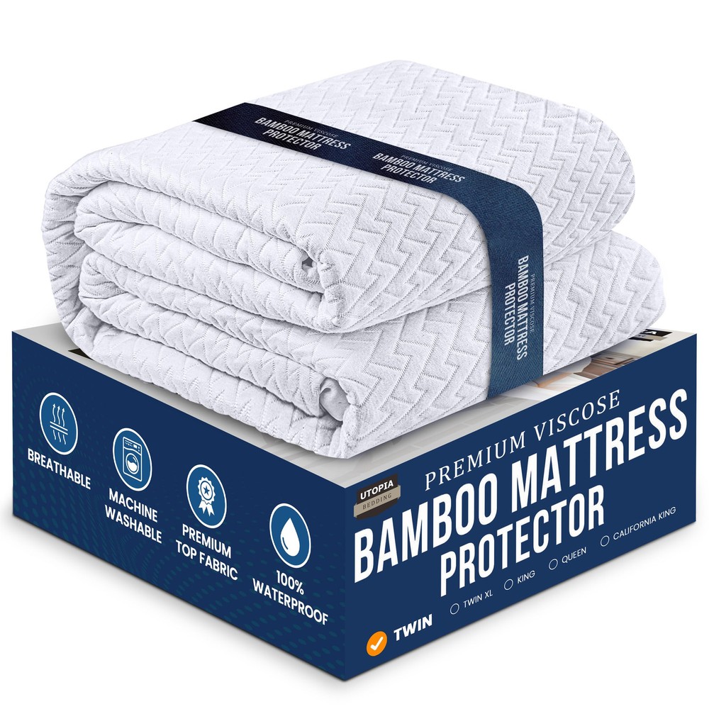 Waterproof Mattress Protector Twin Size, Viscose Made from Mattress Cover, Fi...