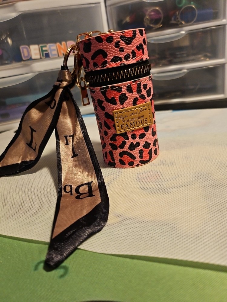 Mini Lipstick Barrel Bag Keychain Charm Coin Purse Scarf Accessory NWT