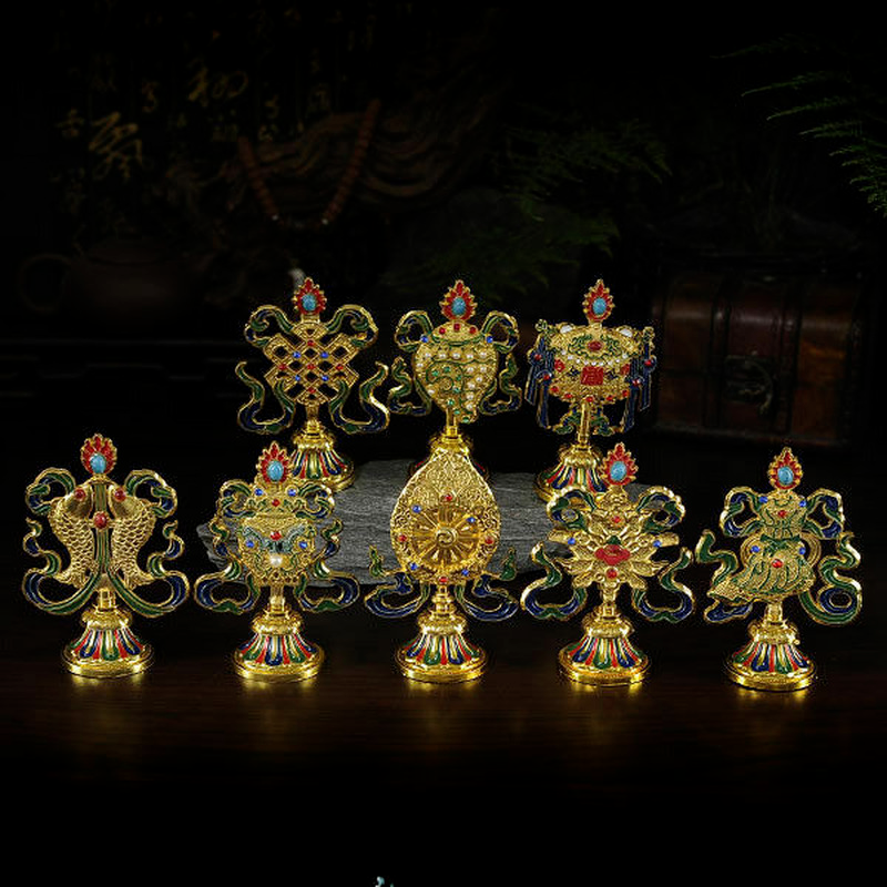 8 Pcs/set Tibetan Buddhist Mikky Eight Auspicious Statue Buddhist Altar Decor