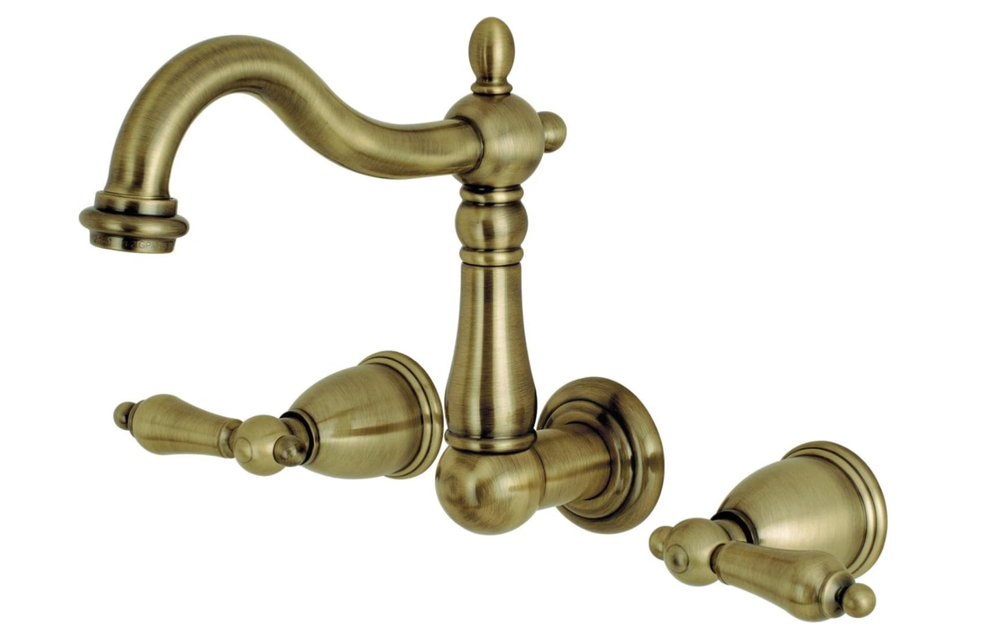 Kingston Brass KS1253AL 8-Inch Center Wall Mount Bathroom Faucet, Antique Brass