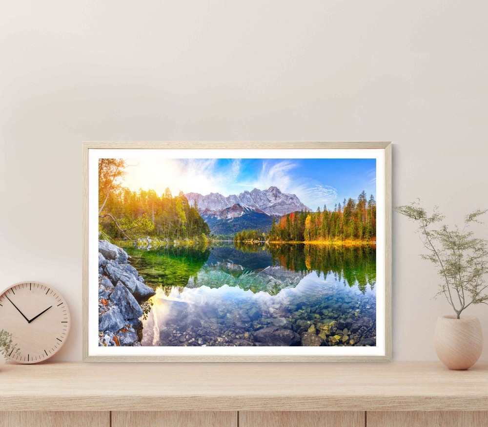 Autumn Landscape of Eibsee Lake Poster Premium Quality Choose your Size
