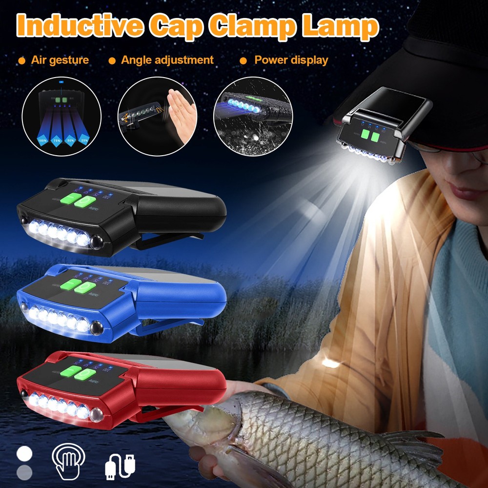 Rechargeable USB LED Headlamp Clip on Cap Hat Light Head Torch Fishing Camp Lamp