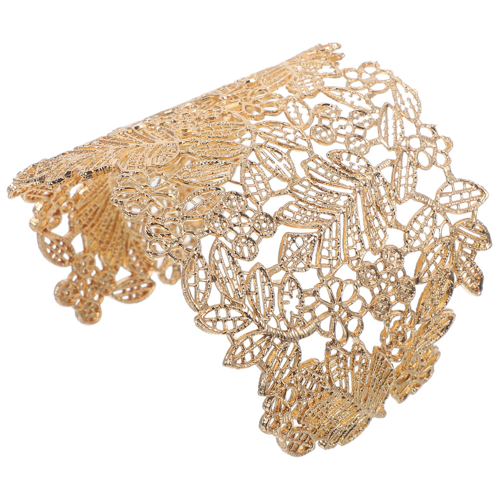 Gold Cuff Bracelets for Women Flower Open Flexible Hand Chain Women's Miss