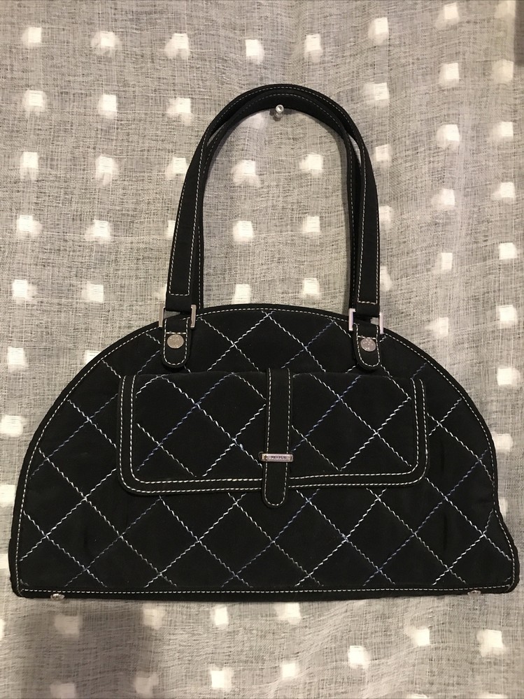 Vera Bradley Sausalito Black Handbag with Blue Thread Accent