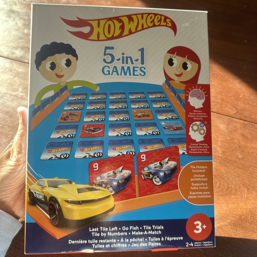 Hot Wheels 5-in-1 Kids Games Set for Travel, Parties and Game Nights with Family