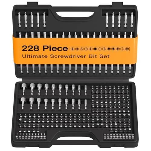 ENERTWIST 228-Piece CR-V Screwdriver Bit Set with 1/4 Hex Shank and Rare Securit Bits