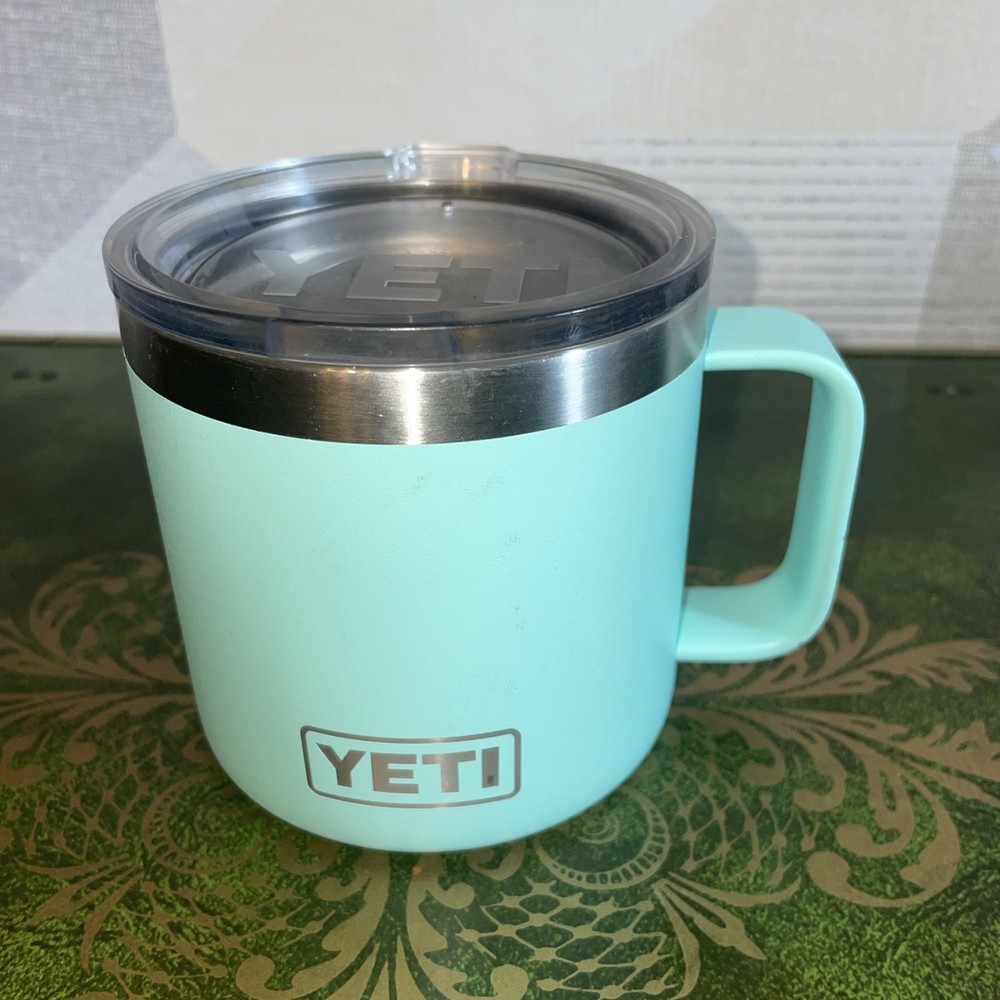 Pre-Owned Yeti Seafoam 14oz Stainless Steel Coffee Mug with Lid