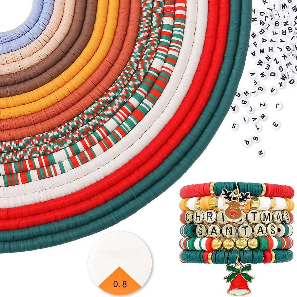 ADIIL 7200pcs Clay Beads Bracelet Making Kit 10 Colors 6mm Polymer Heishi Bea...