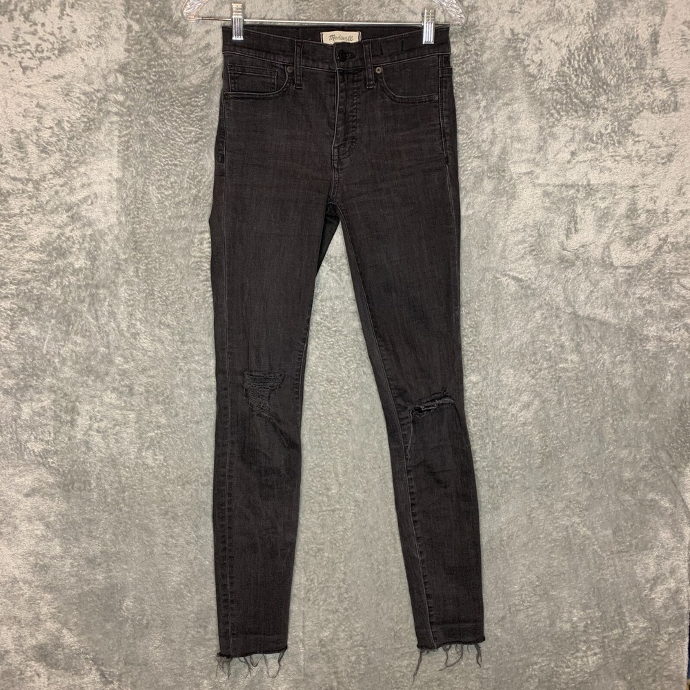 Madewell Grunge Stretch Mid Rise Skinny Jeans for Women Black Size 25 Tall