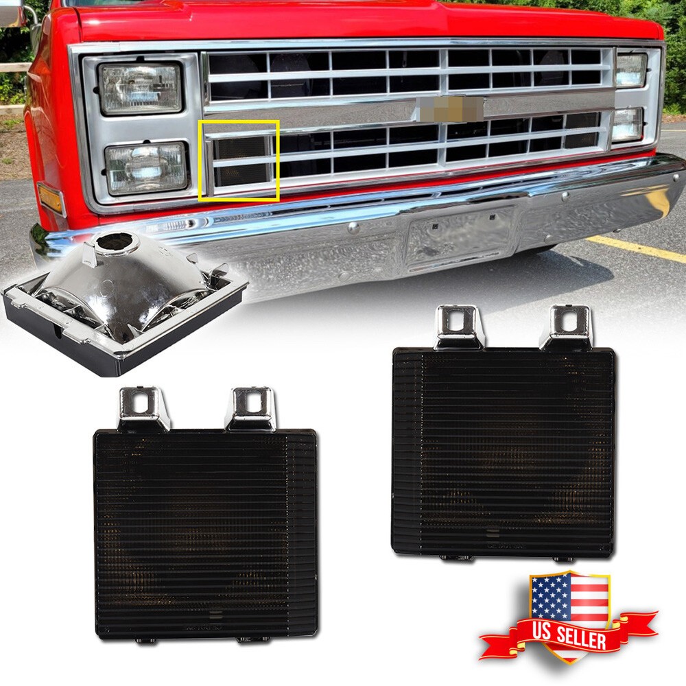 Smoked Front Turn Signal Corner Lights for Chevy GMC Trucks 2-Pack