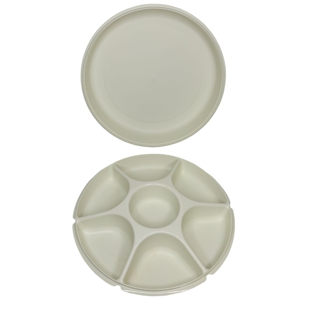 Vintage Tupperware Divided Serving Tray with Lid 1665-1 1666-4