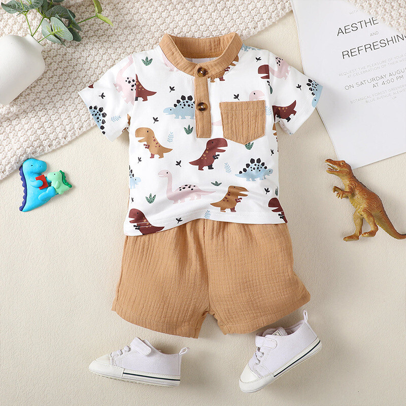 Infant Baby Boys Dinosaur Print Tops Shorts Pants Outfits Set Kids Party Clothes