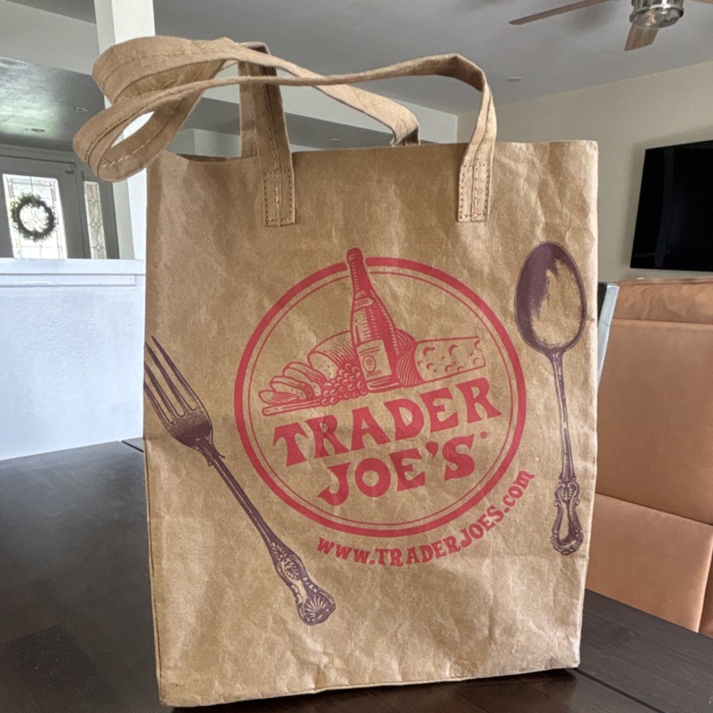 Trader Joe's Washable Reusable Paper Shopping Bag Brown