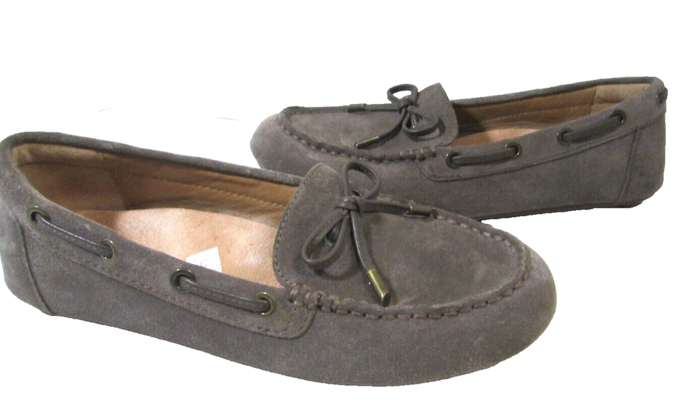 Vionic Womens Taupe Suede Lace-Up Virginia Driving Moccasin Loafers Size 6 B11