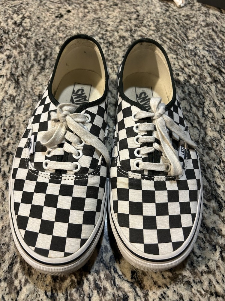 Vans Off The Wall Lace Up Shoes Black White Checkerboard Size Men's 8.5 W 10