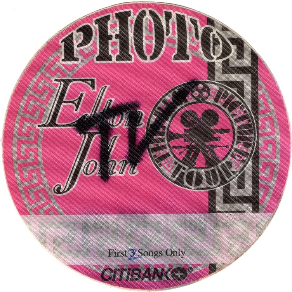 ELTON JOHN Concert Backstage TV Media Pass Ticket MOLINE IL. 10/1/99 QUAD CITIES