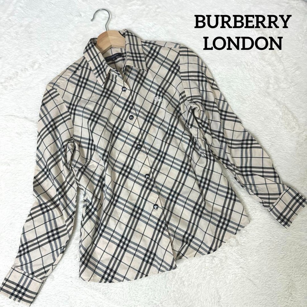 Burberry London Check Long sleeve Shirt Embroidered Logo Women Size M Used